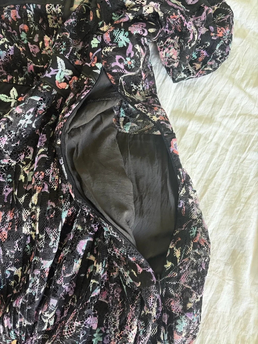 Free People Cherry Blossom Embroidered Lace Mini Dress Size 0